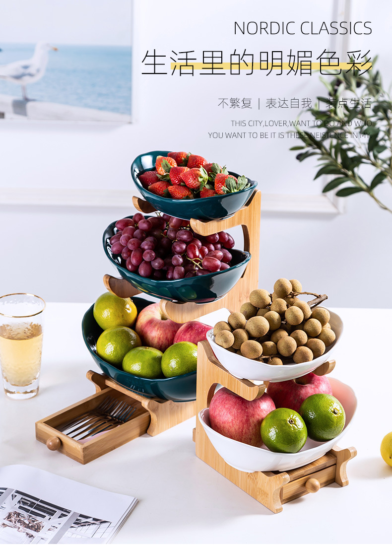 Manufacturers Direct Fruit Basket Creative Double layer multi-layer fruit Tray Dry fruit Tray rack Household Sushi tray