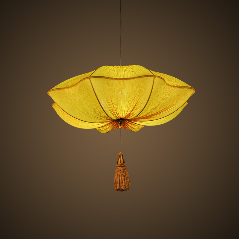 New Chinese Style Fabric Lotus Leaf Chandelier Chinese Style Restaurant Restaurant Lantern Imitation Chinese Classical Tea House Hotel Wedding