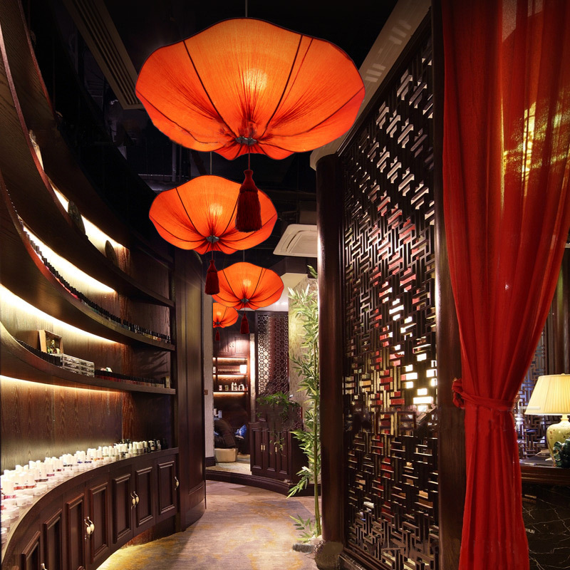 New Chinese Style Fabric Lotus Leaf Chandelier Chinese Style Restaurant Restaurant Lantern Imitation Chinese Classical Tea House Hotel Wedding New Chinese Style Fabric Lotus Leaf Chandelier Chinese Style Restaurant Restaurant Lantern Imitation Chinese Classical Tea House Hotel Wedding