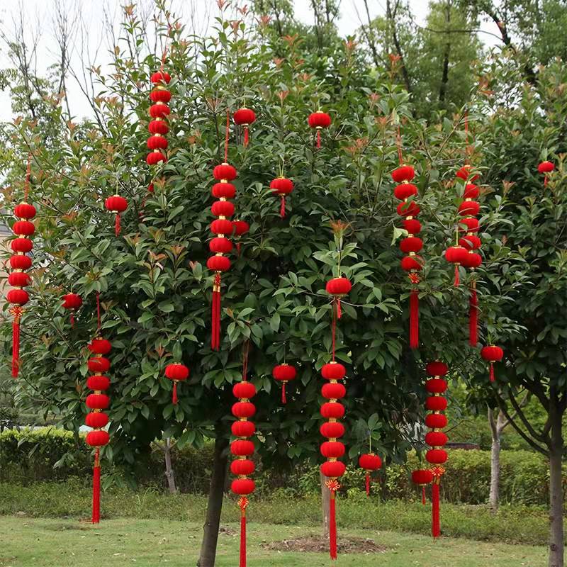 Flocking Small Bell Pepper Flannel Lighting Chain Indoor Decorations Chinese New Year Decoration Festive Lantern Bonsai Decorations Wholesale