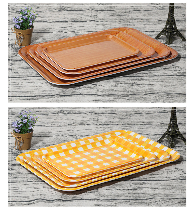 Amine cutlery rectangular plate restaurant plastic tray hotel tray cake fast food bread tray fruit tray