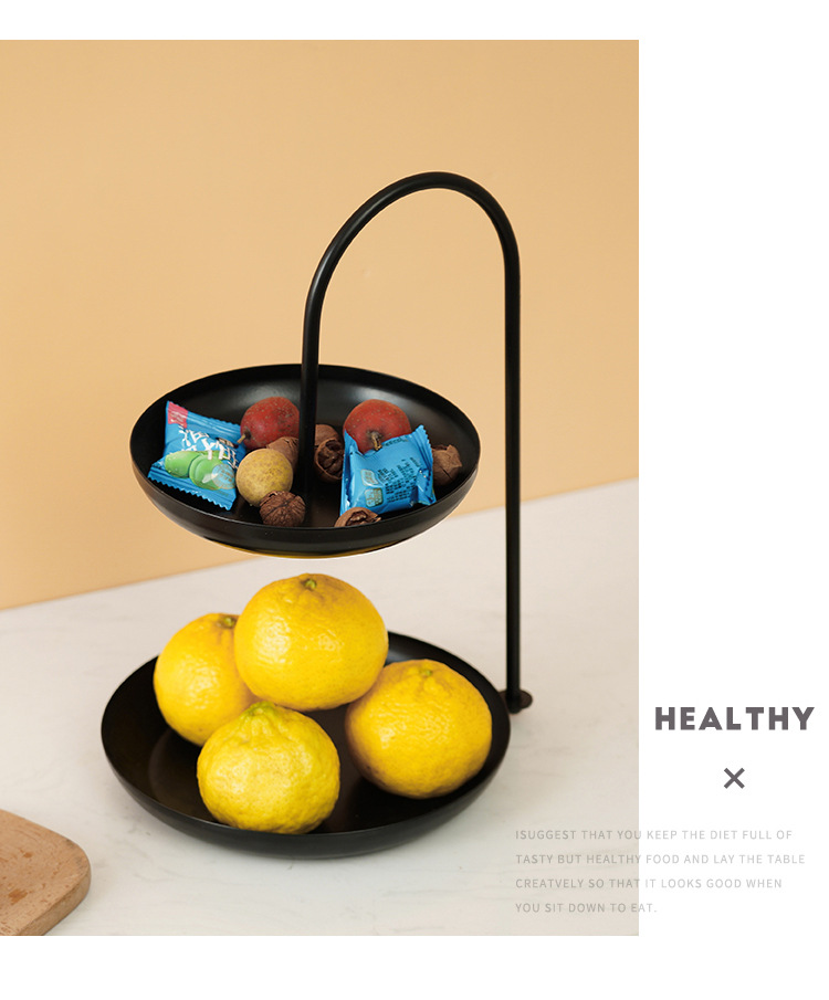 Modern Living Room Fruit Plate Home Double Deck Fruit Plate Creative Iron Multi-Layer Dried Fruit Tray Storage Basket Candy Plate
