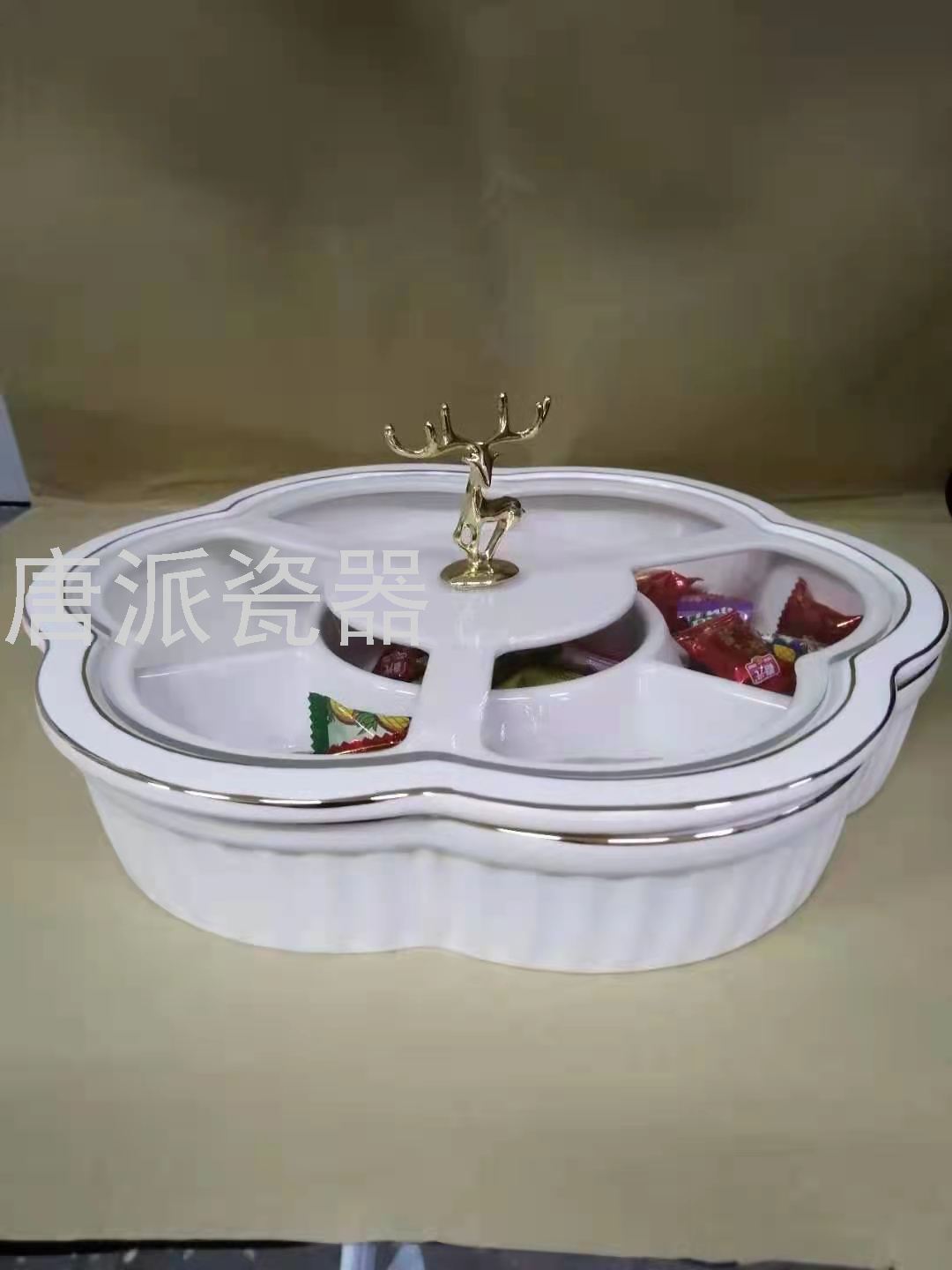 European-Style Ceramic Fruit Plate Party Dried Fruit Tray Creative Combination Multi-Layer Cake Plate Candy Plate