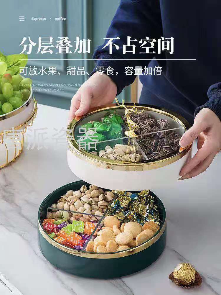 European-Style Ceramic Fruit Plate Party Dried Fruit Tray Creative Combination Multi-Layer Cake Plate Candy Plate