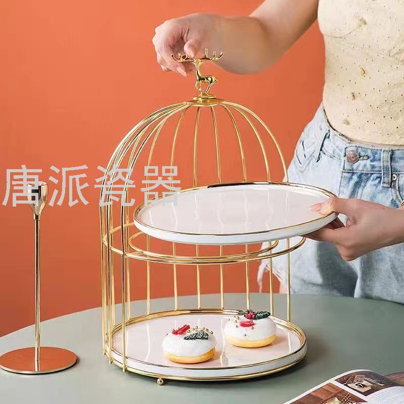 European-Style Ceramic Fruit Plate Party Dried Fruit Tray Creative Combination Multi-Layer Cake Plate Candy Plate
