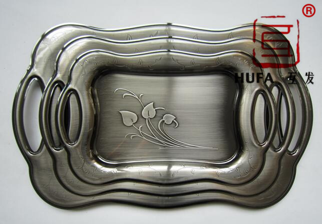 decorative serving tray stainless steel kitchenware fruit tray  three-piece set plate