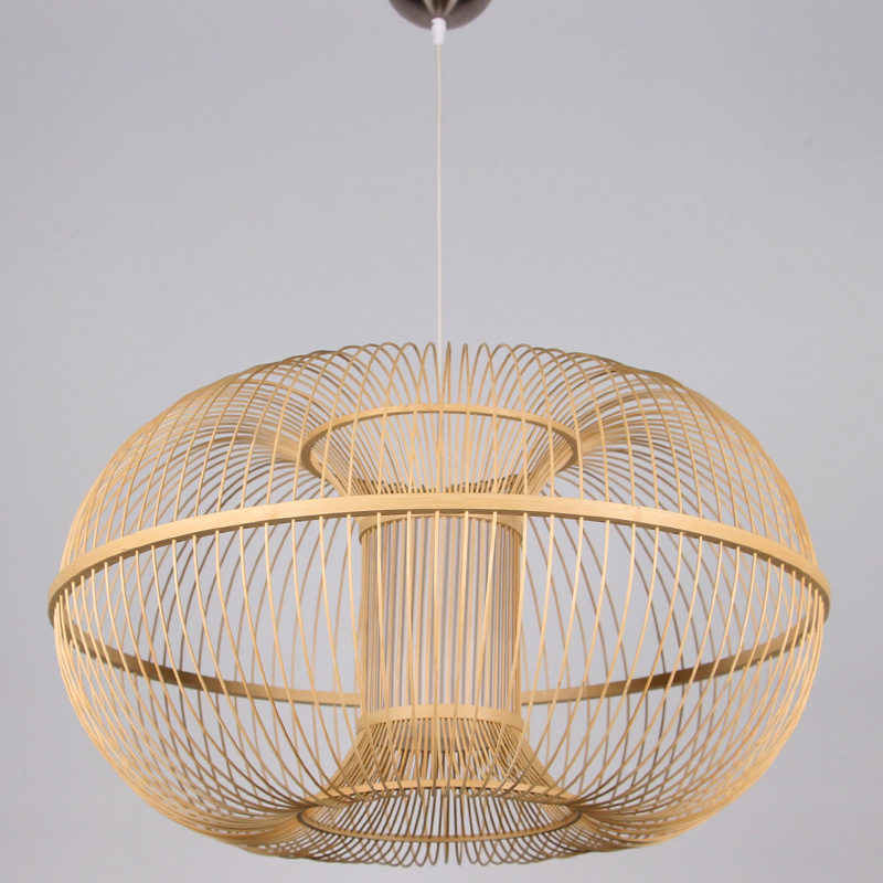 Creative New Chinese Lantern Chandelier Bamboo Art Lamps Hotel Box Lamp Pastoral Style Spherical Restaurant Lighting