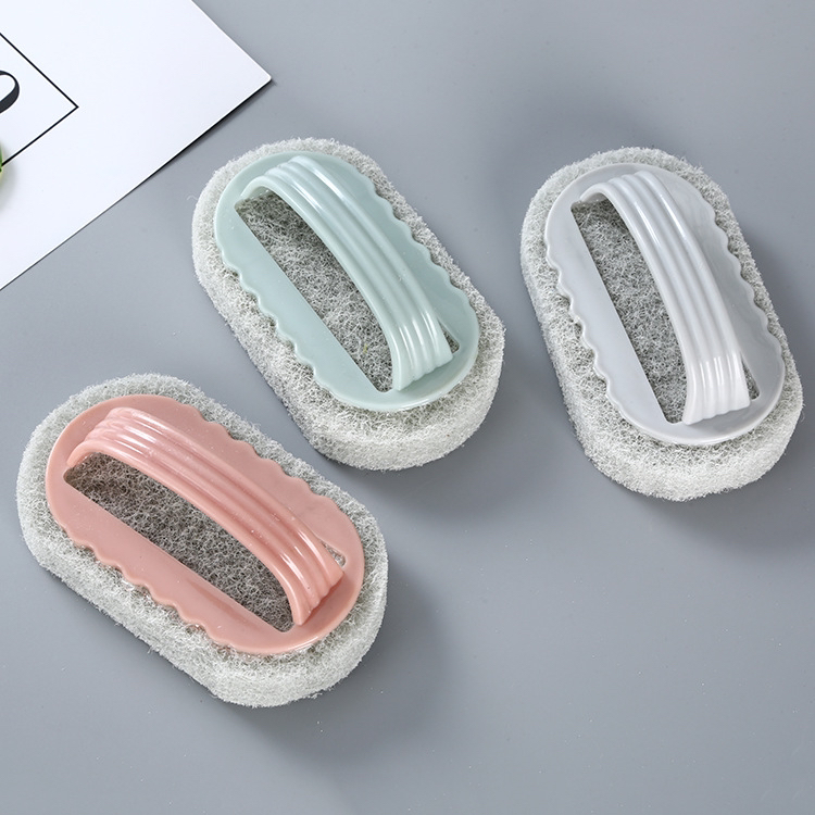 Wave Scouring Pad Cleaning Brush Bathroom Bathtub Brush Kitchen Tile Brush with Handle Dish-Washing Sponge
