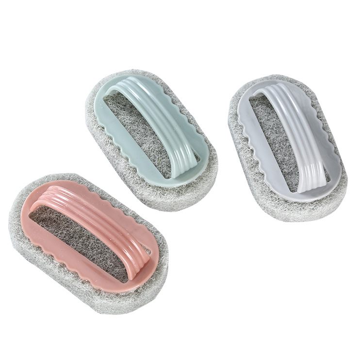 Wave Scouring Pad Cleaning Brush Bathroom Bathtub Brush Kitchen Tile Brush with Handle Dish-Washing Sponge