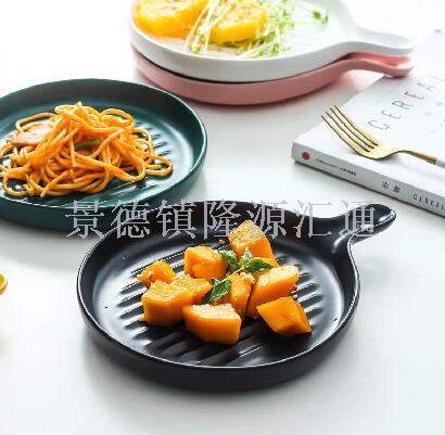 Ceramic glaze baking tray handle tray fruit tray octagonal baking tray gift tray salad tray fruit tray