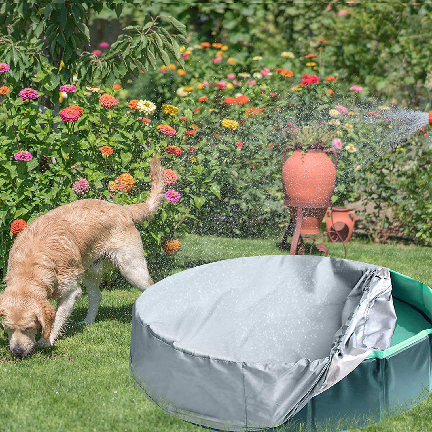 Outdoor Swimming Pool Cover round Bathtub Cover Foldable Children's Pet Dust Cover Waterproof Swimming Pool Cover