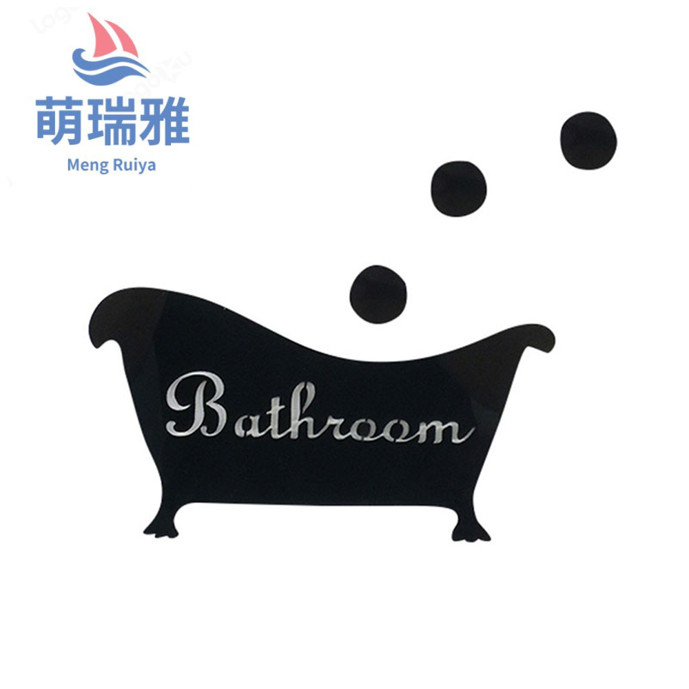  3D Acrylic Mirror Bathroom Wall Sticker Creative DIY Bathtub Mirror Sticker Door Plate Funny Home Decorative Sticker
