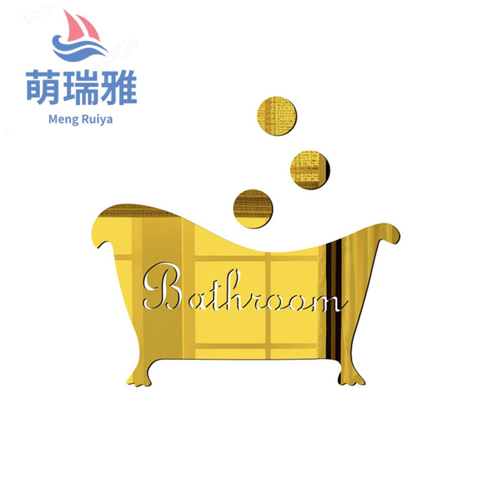  3D Acrylic Mirror Bathroom Wall Sticker Creative DIY Bathtub Mirror Sticker Door Plate Funny Home Decorative Sticker
