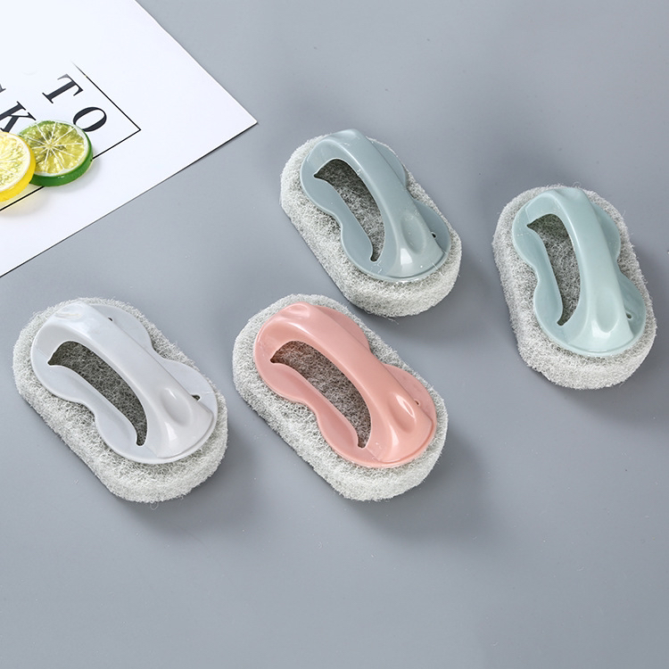 8-Shaped Scouring Pad Cleaning Brush with Handle Bathroom Bathtub Brush Kitchen Tile Brush Dishwashing Sponge Brush