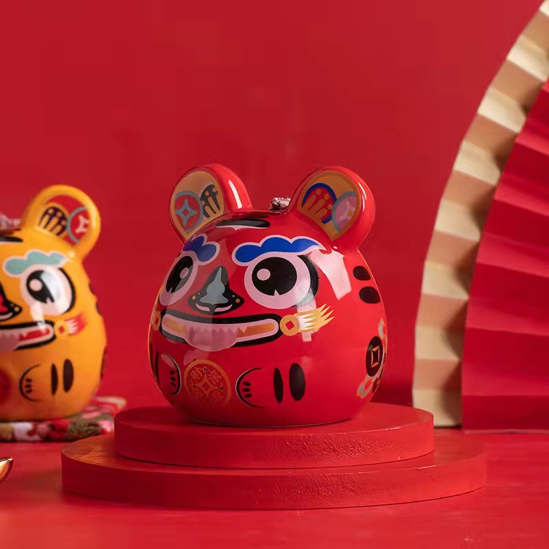 2022 Tiger Year Holding Money Tiger Ceramic Coin Bank Saving Available Tiger Ceramic Piggy Bank Home Fortune Ornaments