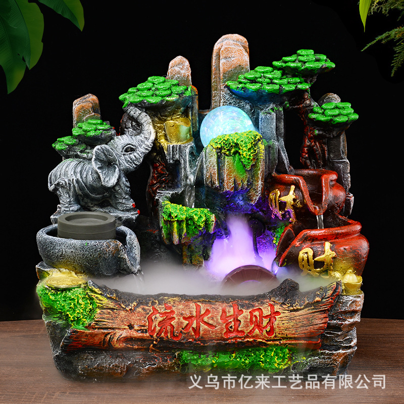 Creative Artificial Mountain and Fountain Humidifier Make a Fortune as Endless as Flowing Water Bonsai Crafts Office Domestic Ornaments