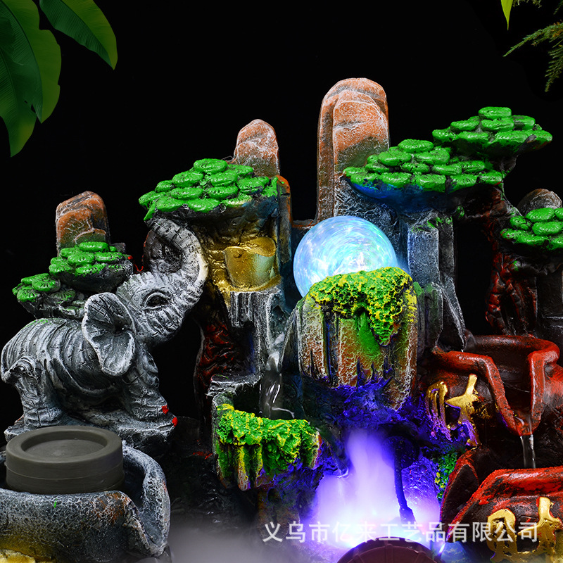 Creative Artificial Mountain and Fountain Humidifier Make a Fortune as Endless as Flowing Water Bonsai Crafts Office Domestic Ornaments