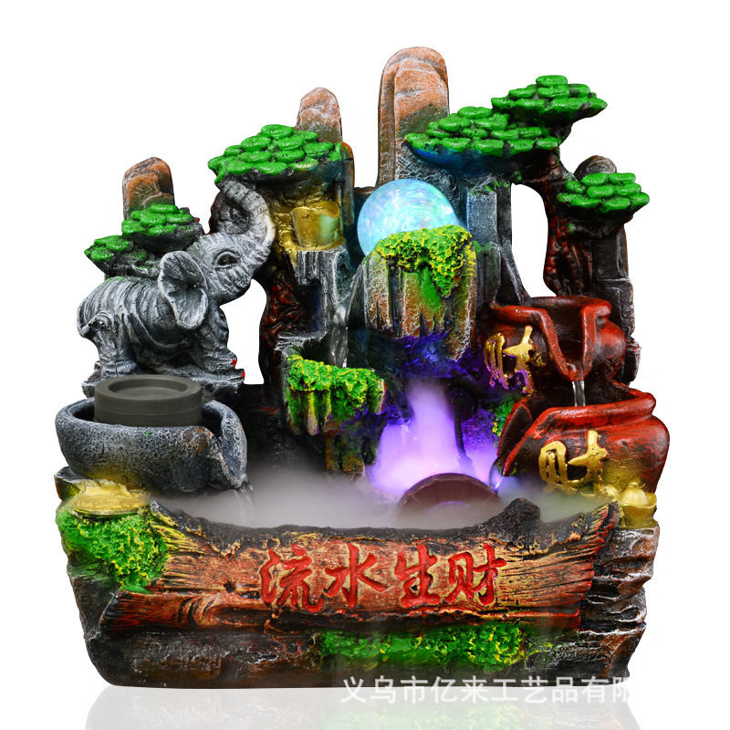 Creative Artificial Mountain and Fountain Humidifier Make a Fortune as Endless as Flowing Water Bonsai Crafts Office Domestic Ornaments