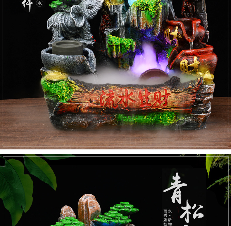 Creative Artificial Mountain and Fountain Humidifier Make a Fortune as Endless as Flowing Water Bonsai Crafts Office Domestic Ornaments Creative Artificial Mountain and Fountain Humidifier Make a Fortune as Endless as Flowing Water Bonsai Crafts Office Domestic Ornaments