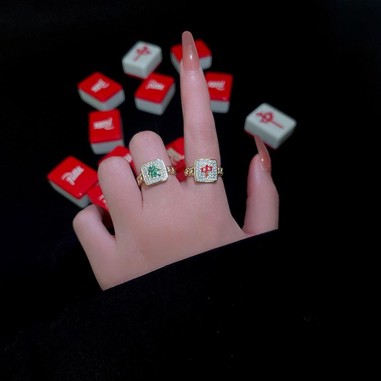 Internet Celebrity Same Zircon New Year Good Luck Fortune Ring Mahjong Red Middle Ring Temperament Entry Lux High Sense Open Ring Internet Celebrity Same Zircon New Year Good Luck Fortune Ring Mahjong Red Middle Ring Temperament Entry Lux High Sense Open Ring