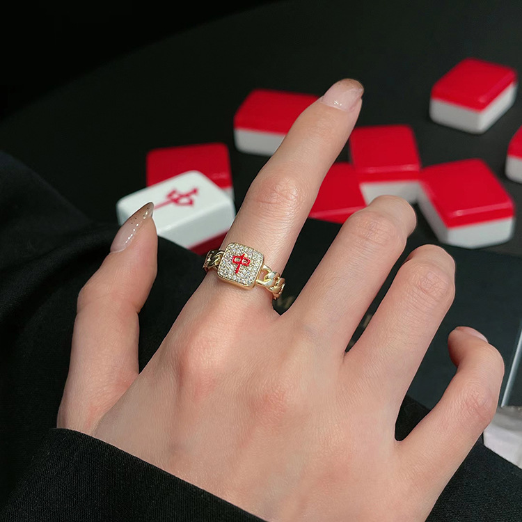Internet Celebrity Same Zircon New Year Good Luck Fortune Ring Mahjong Red Middle Ring Temperament Entry Lux High Sense Open Ring Internet Celebrity Same Zircon New Year Good Luck Fortune Ring Mahjong Red Middle Ring Temperament Entry Lux High Sense Open Ring