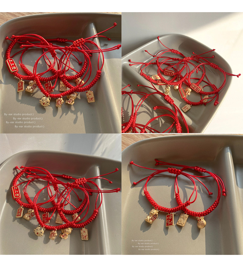 2022 Year of the Tiger Year of Fate Bracelet Red New Year Wind Fortune Lucky Bracelet Carrying Strap Girlfriend Gifts Woven