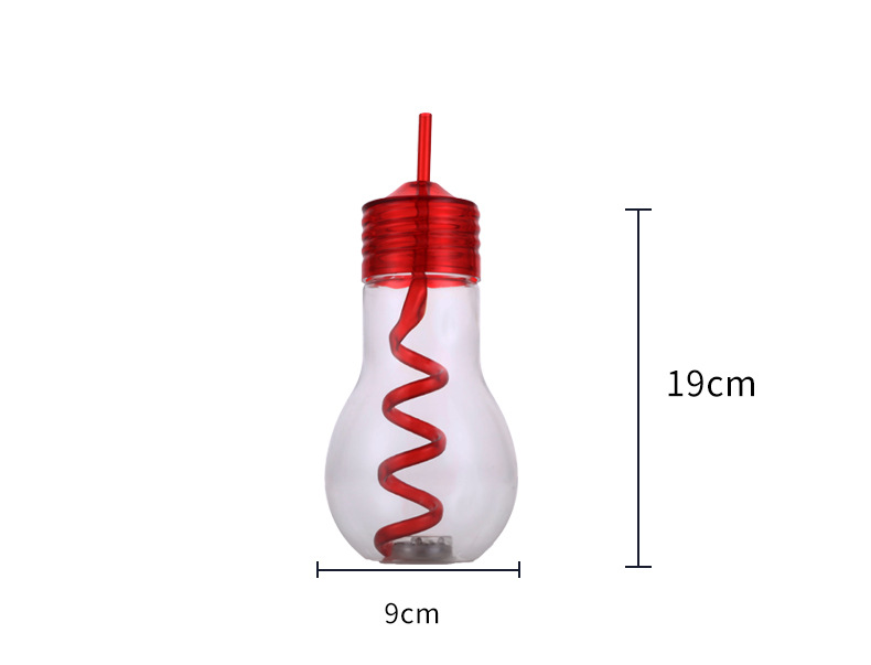 Cross-Border Luminous Bulb with Light Creative Disposable Plastic Cup Children's Straw Scenic Spot Milk Tea and Beverage Cup Manufacturer