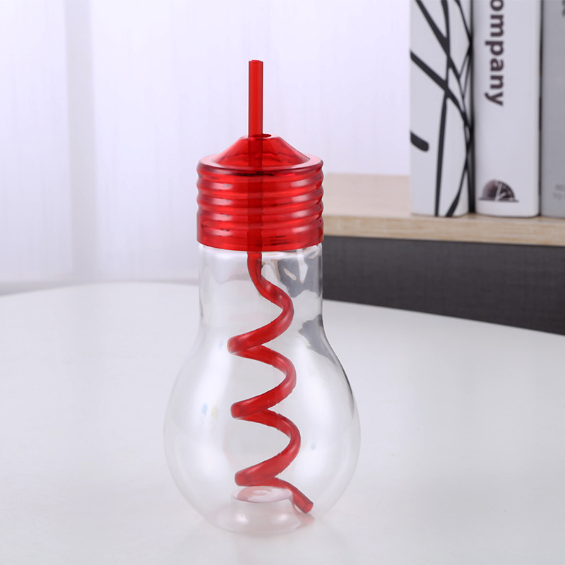 Cross-Border Luminous Bulb with Light Creative Disposable Plastic Cup Children&#039;s Straw Scenic Spot Milk Tea and Beverage Cup Manufacturer