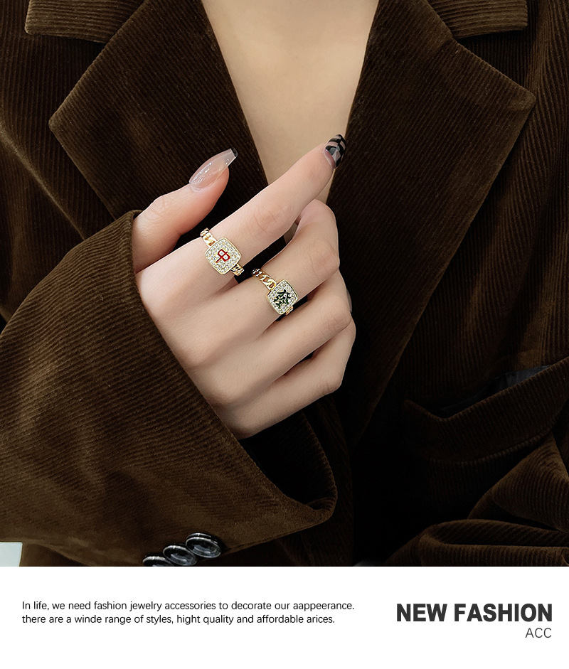 Douyin Online Influencer Same Style Mahjong Fortune Red Open Ring Female Niche High Sense Temperament Wild Index Finger Ring Douyin Online Influencer Same Style Mahjong Fortune Red Open Ring Female Niche High Sense Temperament Wild Index Finger Ring