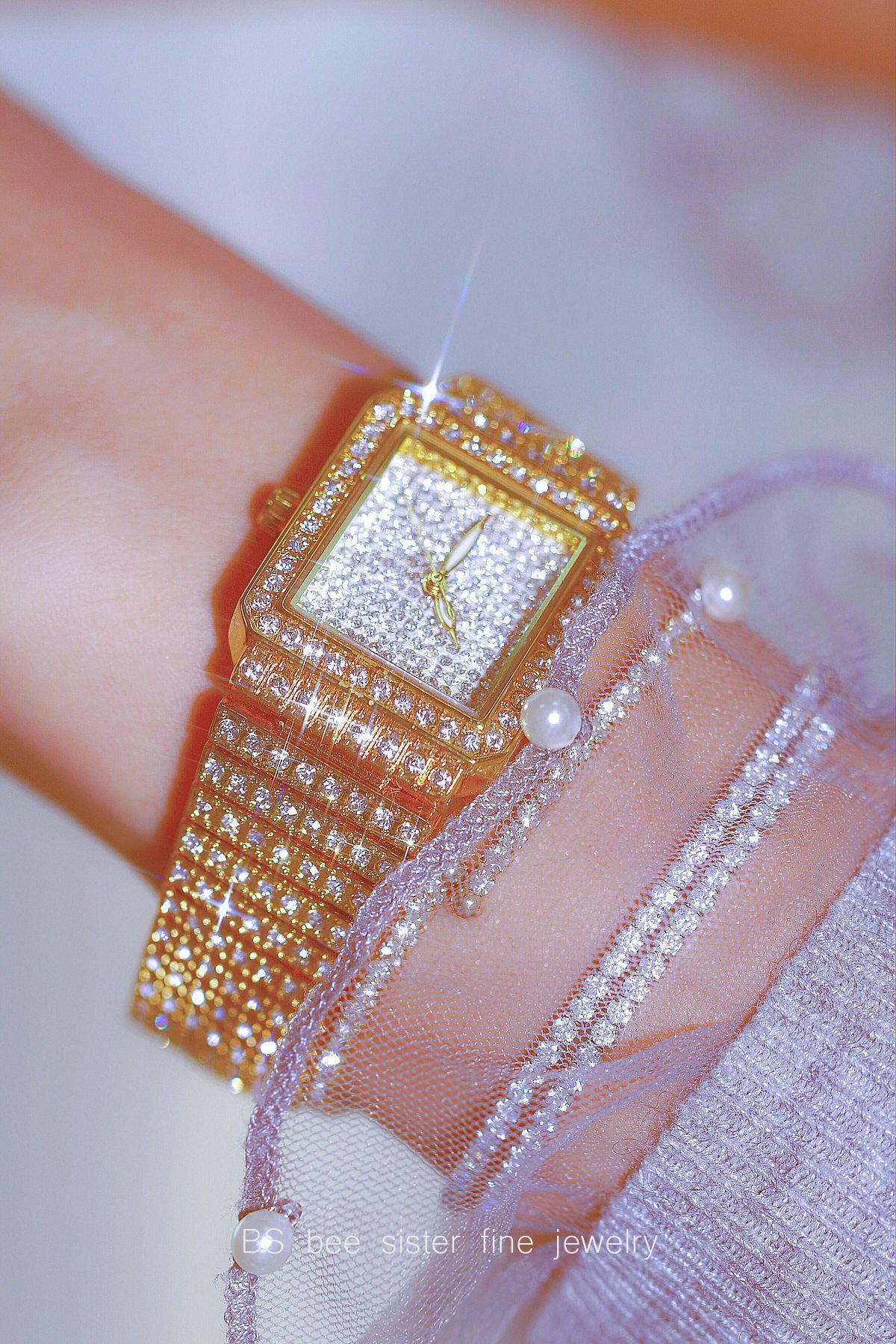 BS New Arrival Hot Sale Watch Factory Direct Sales Foreign Trade Linked List Custom Square Flash Starry Sky Women's Watch Full of Diamonds Fa1586 BS New Arrival Hot Sale Watch Factory Direct Sales Foreign Trade Linked List Custom Square Flash Starry Sky Women's Watch Full of Diamonds Fa1586