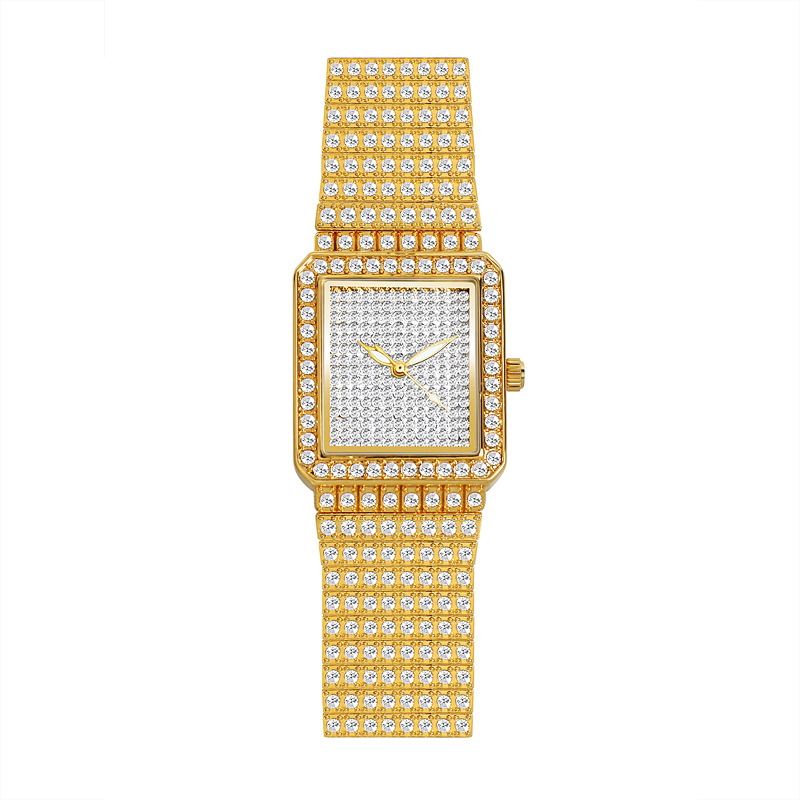 BS New Arrival Hot Sale Watch Factory Direct Sales Foreign Trade Linked List Custom Square Flash Starry Sky Women&#039;s Watch Full of Diamonds Fa1586