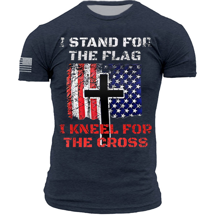 Retro Printed 2022 European and American European Size Cross-Border Hot Selling Short Sleeve Source Factory Spot Men's Clothing American Flag Hip Hop Retro Printed 2022 European and American European Size Cross-Border Hot Selling Short Sleeve Source Factory Spot Men's Clothing American Flag Hip Hop