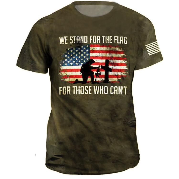 Retro Printed 2022 European and American European Size Cross-Border Hot Selling Short Sleeve Source Factory Spot Men's Clothing American Flag Hip Hop Retro Printed 2022 European and American European Size Cross-Border Hot Selling Short Sleeve Source Factory Spot Men's Clothing American Flag Hip Hop