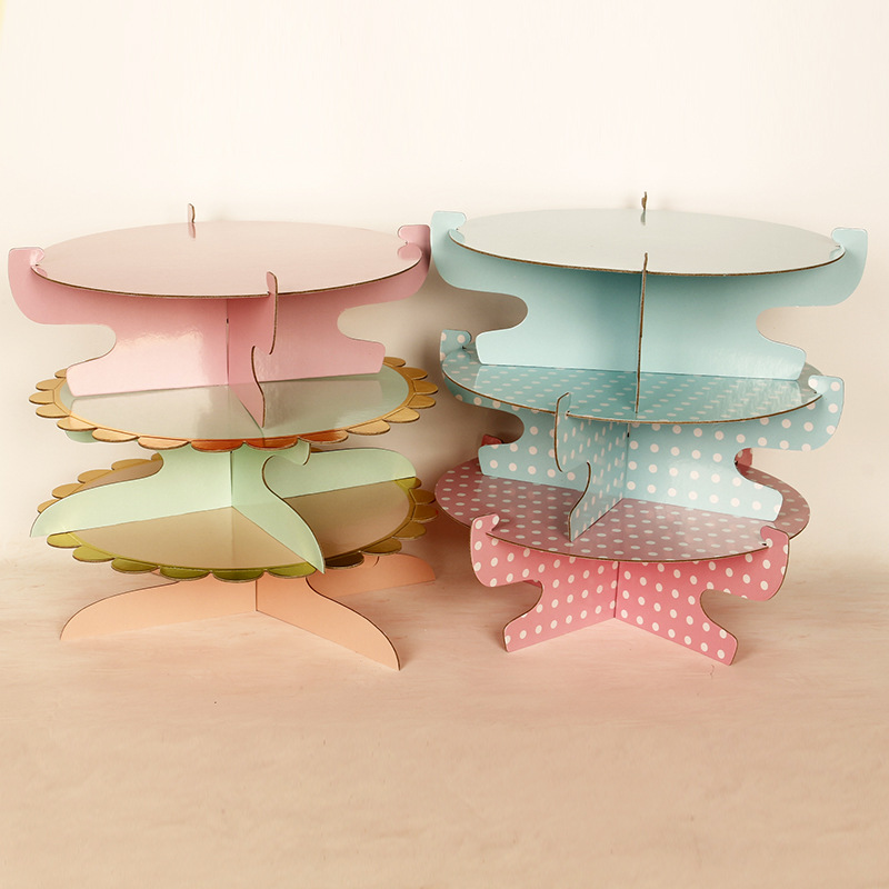 Factory Wholesale Single-Layer Paper Cake Rack Children&#039;s Birthday Party Dress up Disposable Pastry Dessert Shelves