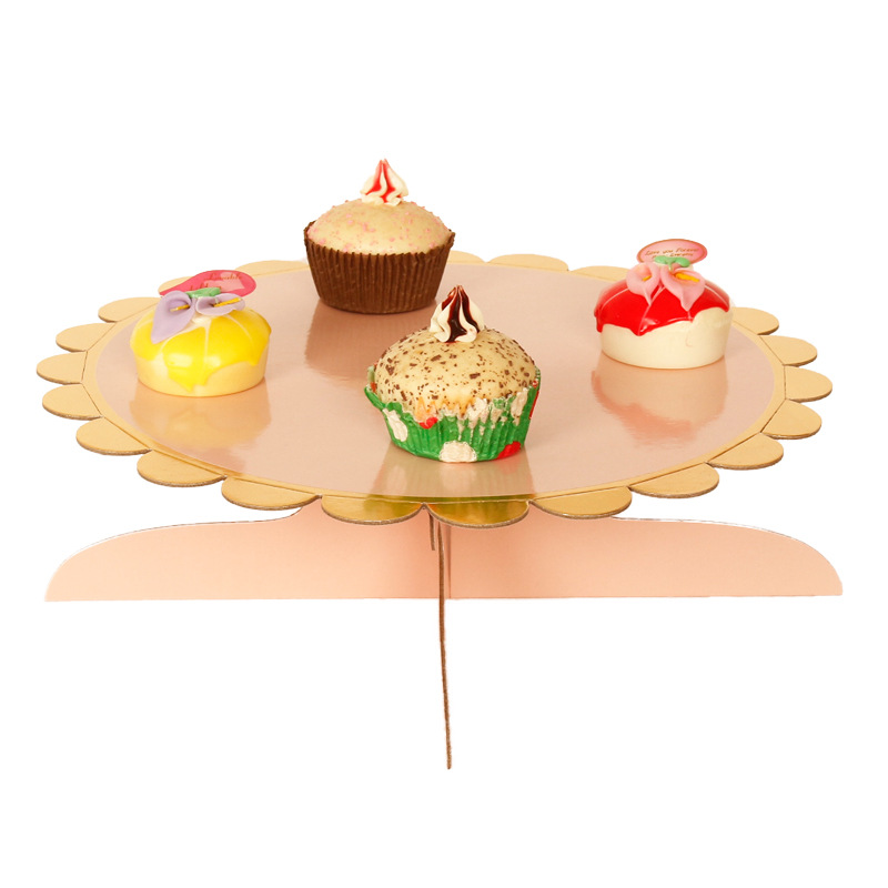 Factory Wholesale Single-Layer Paper Cake Rack Children&#039;s Birthday Party Dress up Disposable Pastry Dessert Shelves