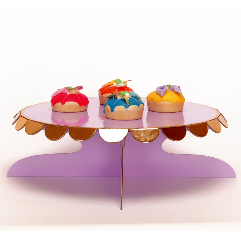 Factory Wholesale Single-Layer Paper Cake Rack Children&#039;s Birthday Party Dress up Disposable Pastry Dessert Shelves