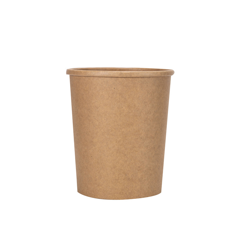 Manufacturers wholesale disposable brown paper porridge barrel takeaway soup cup hot and sour powder packaging paper cup professional custom printing logo