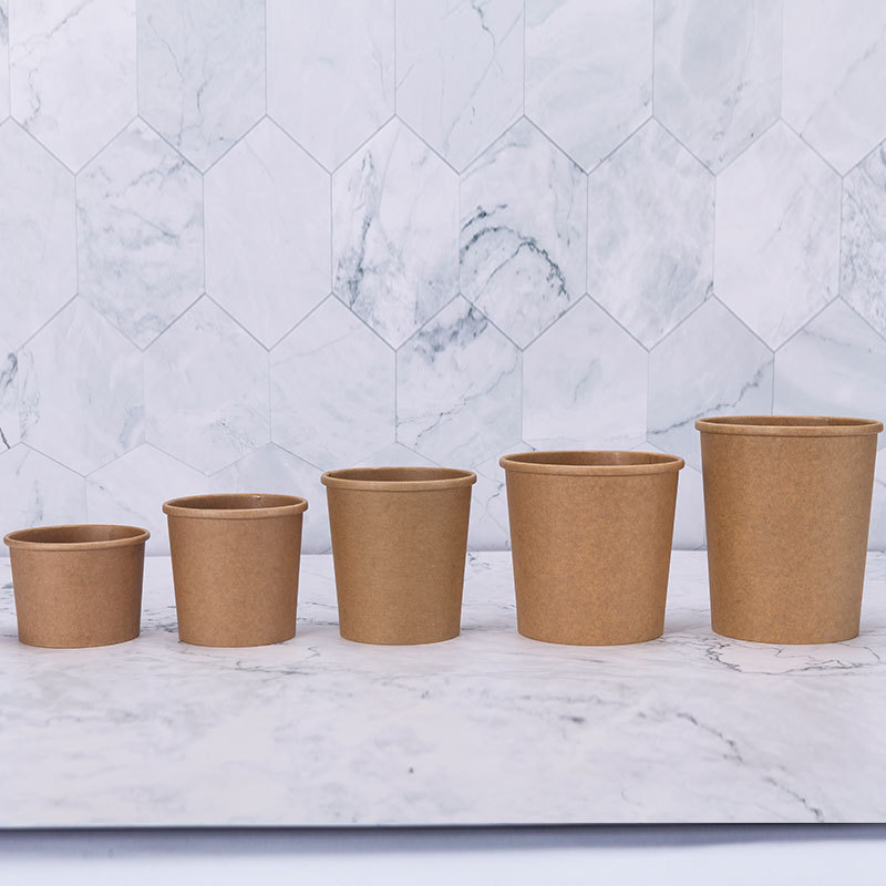 Manufacturers wholesale disposable brown paper porridge barrel takeaway soup cup hot and sour powder packaging paper cup professional custom printing logo