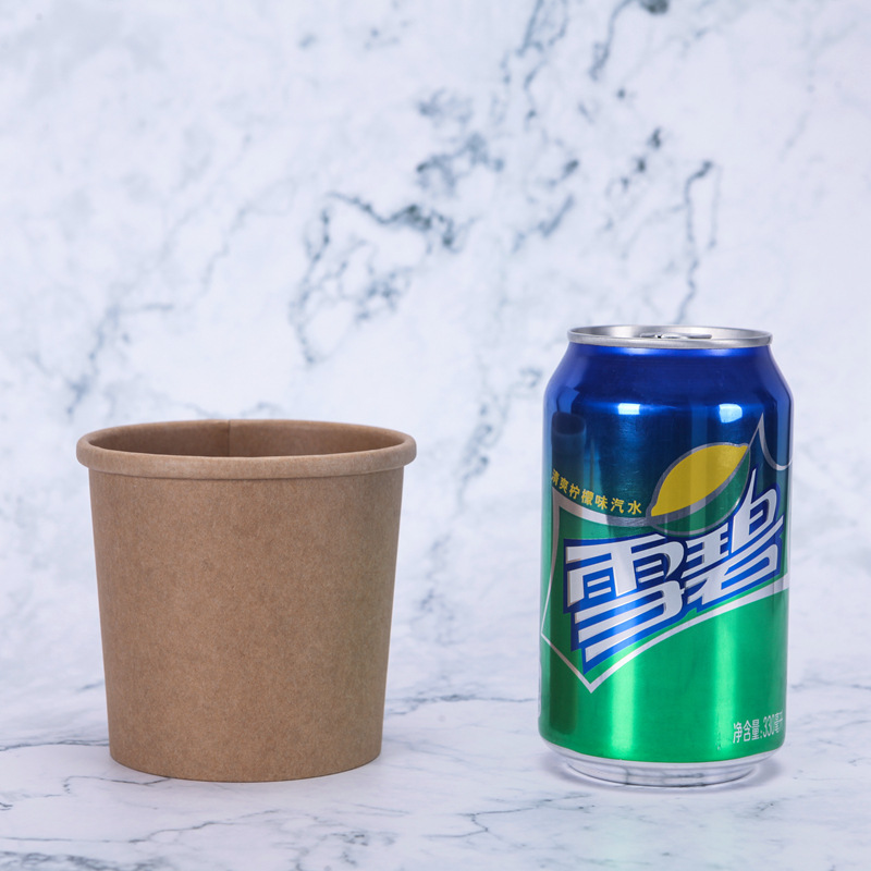 Manufacturers wholesale disposable brown paper porridge barrel takeaway soup cup hot and sour powder packaging paper cup professional custom printing logo