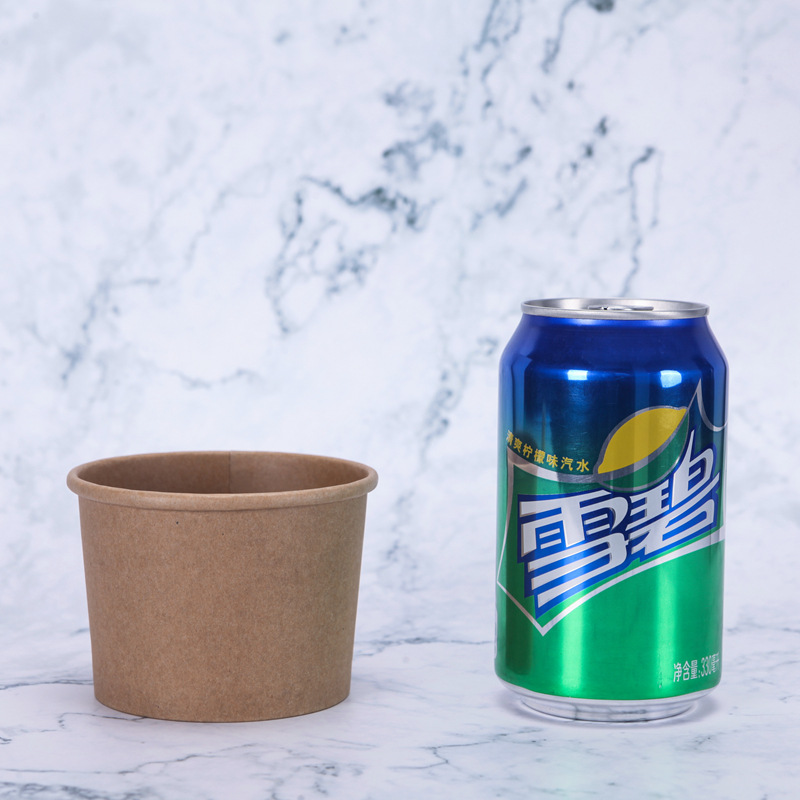 Manufacturers wholesale disposable brown paper porridge barrel takeaway soup cup hot and sour powder packaging paper cup professional custom printing logo