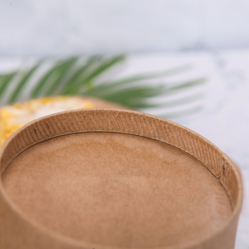 Manufacturers wholesale disposable brown paper porridge barrel takeaway soup cup hot and sour powder packaging paper cup professional custom printing logo