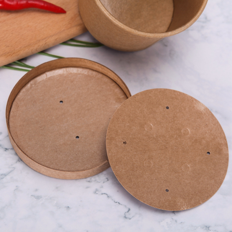Manufacturers wholesale disposable brown paper porridge barrel takeaway soup cup hot and sour powder packaging paper cup professional custom printing logo