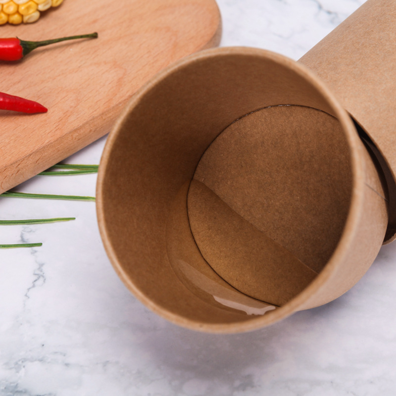 Manufacturers wholesale disposable brown paper porridge barrel takeaway soup cup hot and sour powder packaging paper cup professional custom printing logo