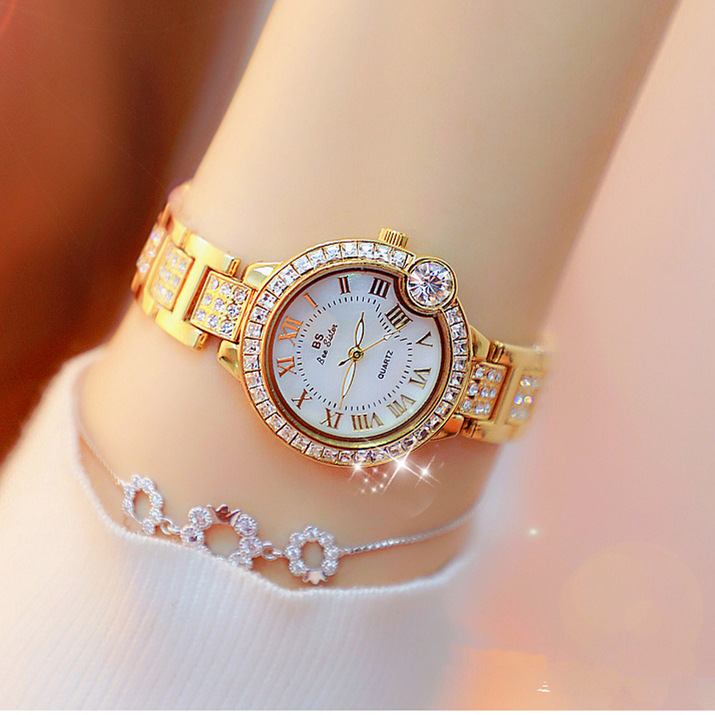 BS New Arrival Hot Sale Watch Factory Direct Sales Foreign Trade Linked List Customization Women&#039;s Watch Full of Diamonds One Piece Dropshipping Fa1503