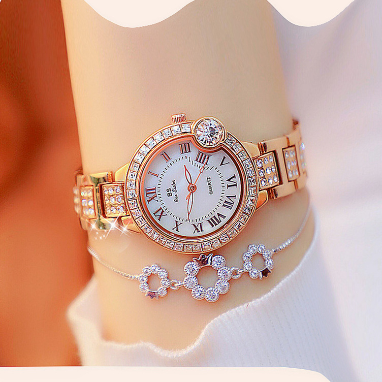 BS New Arrival Hot Sale Watch Factory Direct Sales Foreign Trade Linked List Customization Women&#039;s Watch Full of Diamonds One Piece Dropshipping Fa1503