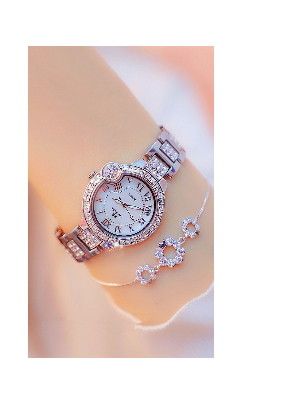 BS New Arrival Hot Sale Watch Factory Direct Sales Foreign Trade Linked List Customization Women's Watch Full of Diamonds One Piece Dropshipping Fa1503