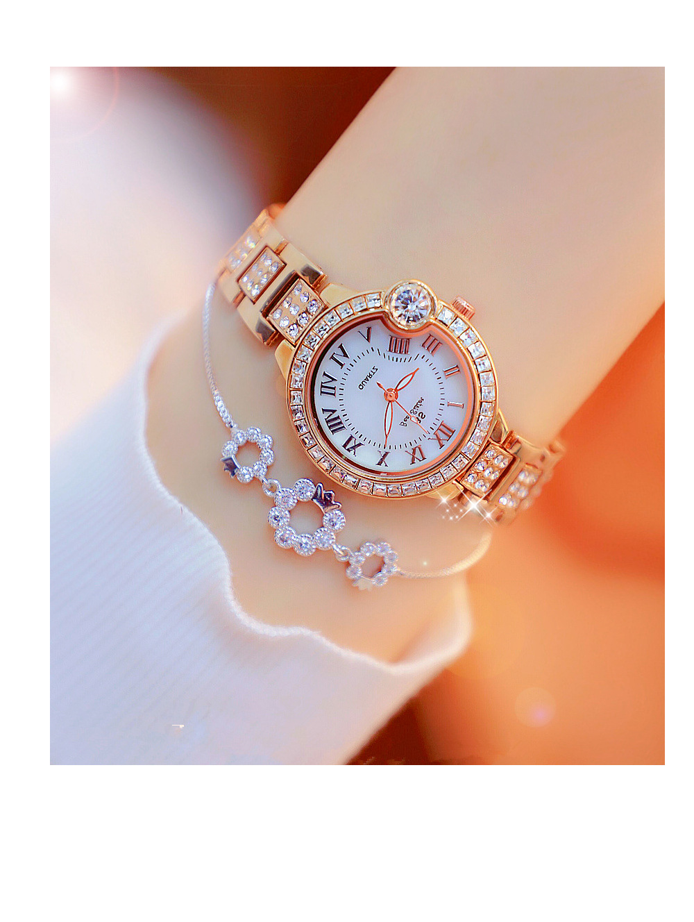 BS New Arrival Hot Sale Watch Factory Direct Sales Foreign Trade Linked List Customization Women's Watch Full of Diamonds One Piece Dropshipping Fa1503