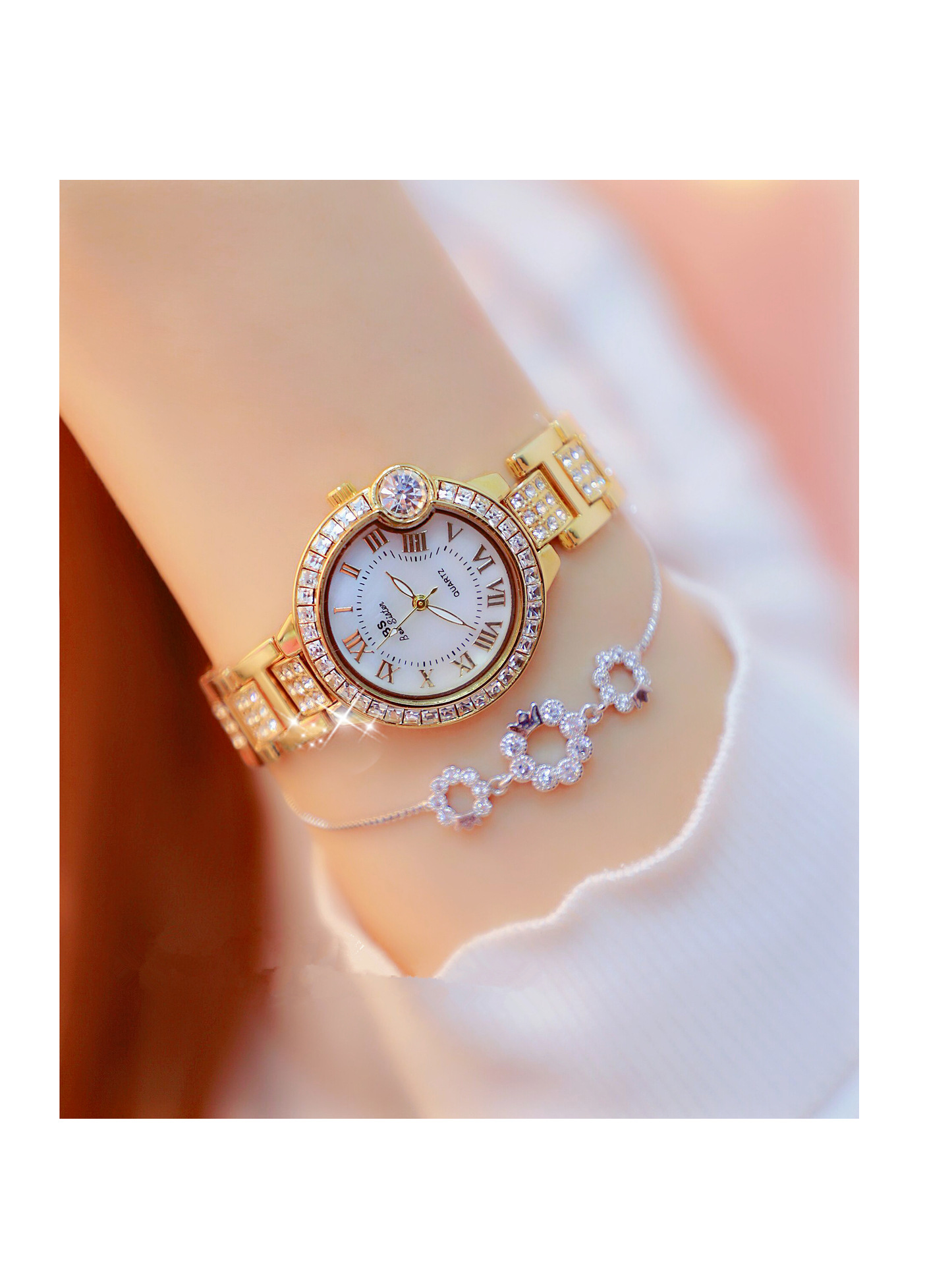 BS New Arrival Hot Sale Watch Factory Direct Sales Foreign Trade Linked List Customization Women's Watch Full of Diamonds One Piece Dropshipping Fa1503