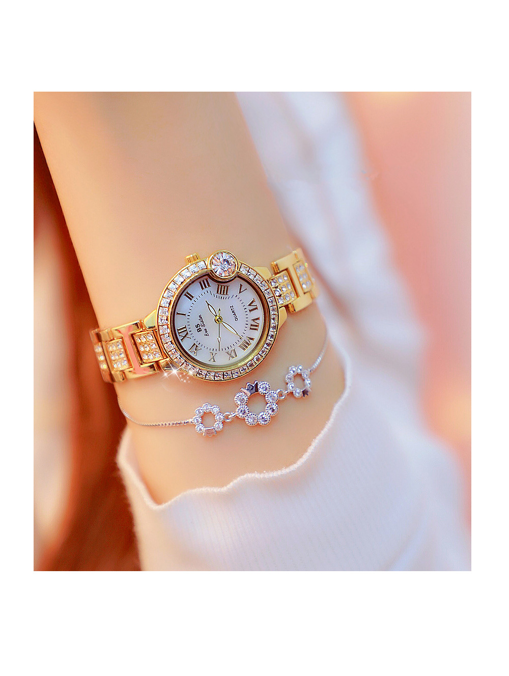 BS New Arrival Hot Sale Watch Factory Direct Sales Foreign Trade Linked List Customization Women's Watch Full of Diamonds One Piece Dropshipping Fa1503