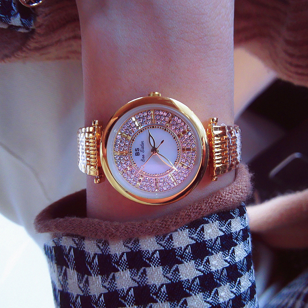 BS New Arrival Hot Sale Watch Factory Direct Sales Foreign Trade Linked List Customization Women&#039;s Watch Full of Diamonds One Piece Dropshipping Fa1547